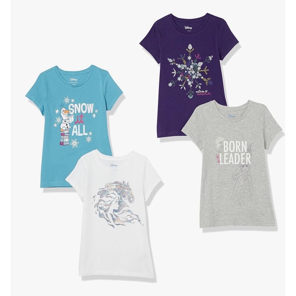 Amazon Essentials Frozen Girls XS 5‎ years Short-Sleeve T-Shirts, Multipacks NIP